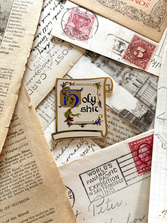 Holy shit enamel pin