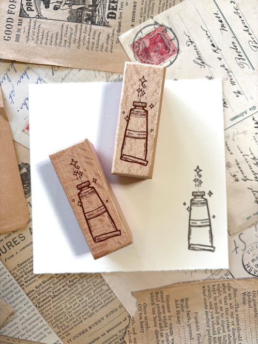Paint tube rubber stamp