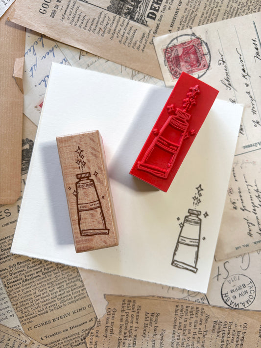 Paint tube rubber stamp