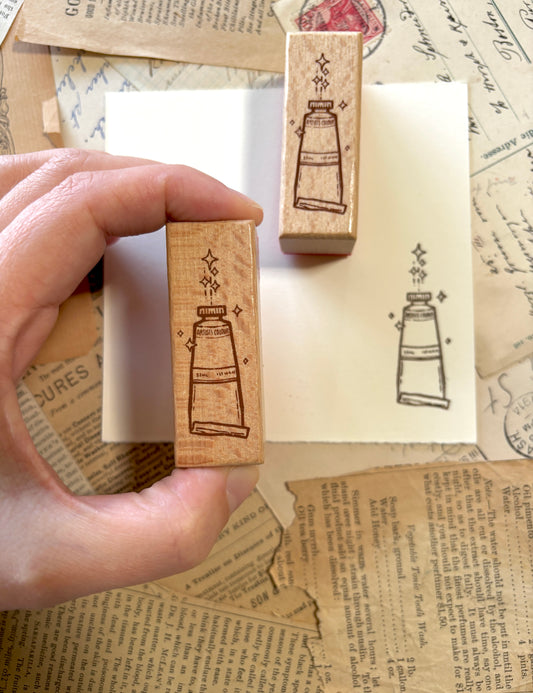 Paint tube rubber stamp