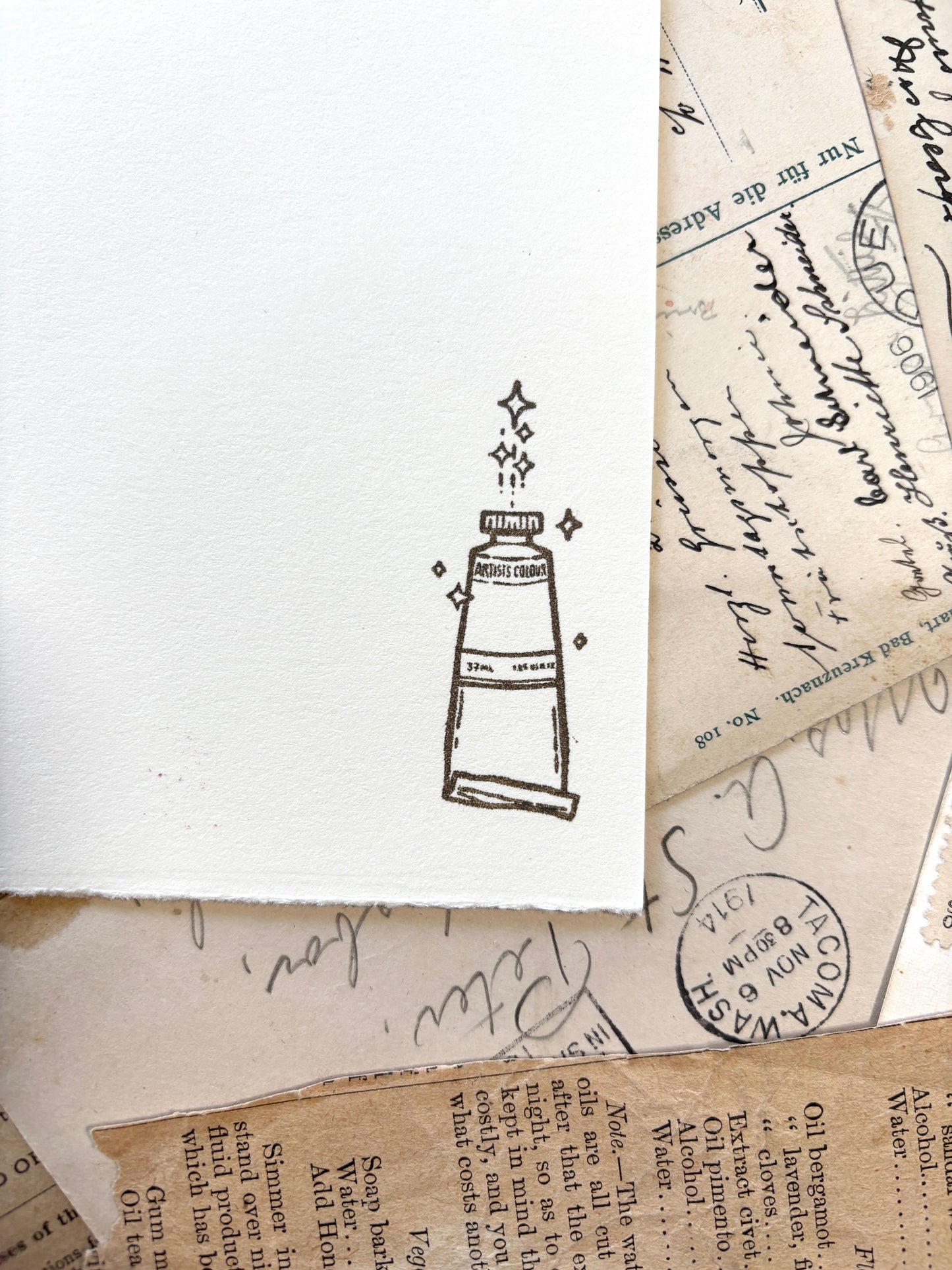 Paint tube rubber stamp