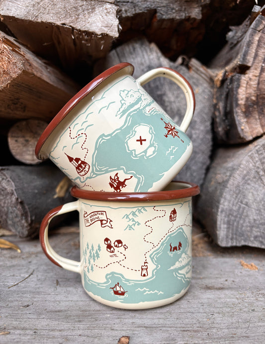 Adventure map 12oz enamel mug