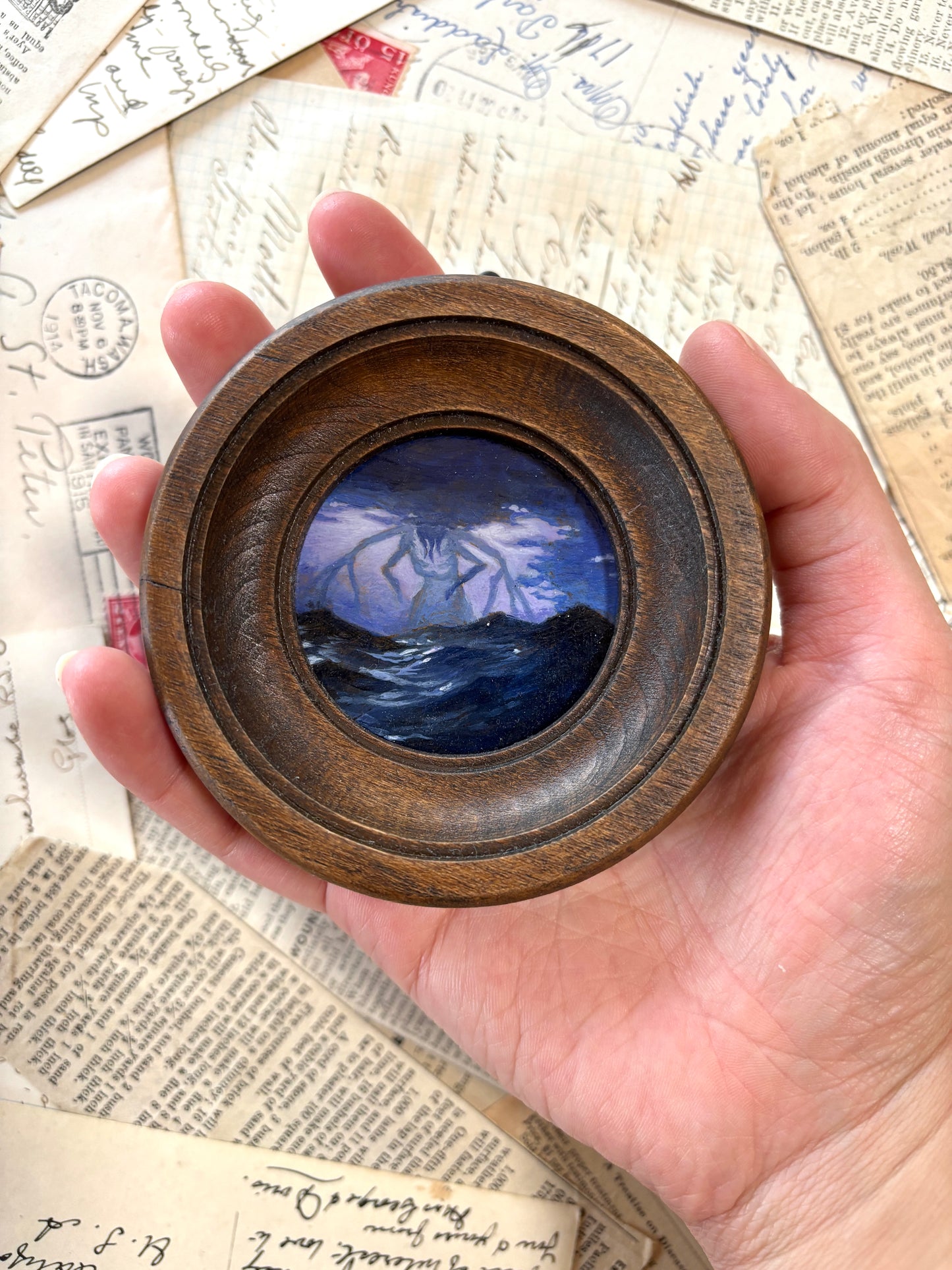 Mini eldritch horror purple - original painting