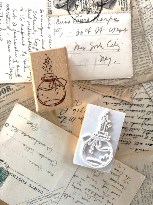 Ink potion bottle rubber stamp