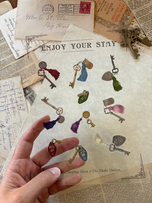 Enjoy your stay - The Washi Station PET clear hotel key stickers
