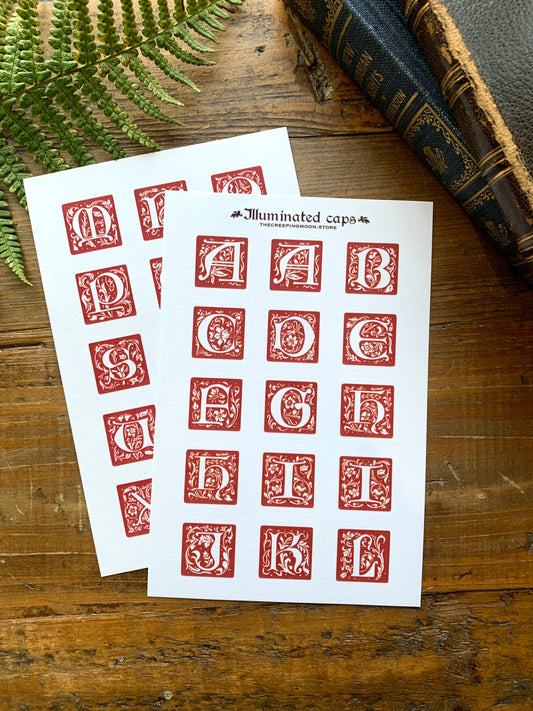 Large illuminated letters sticker sheet set - Red