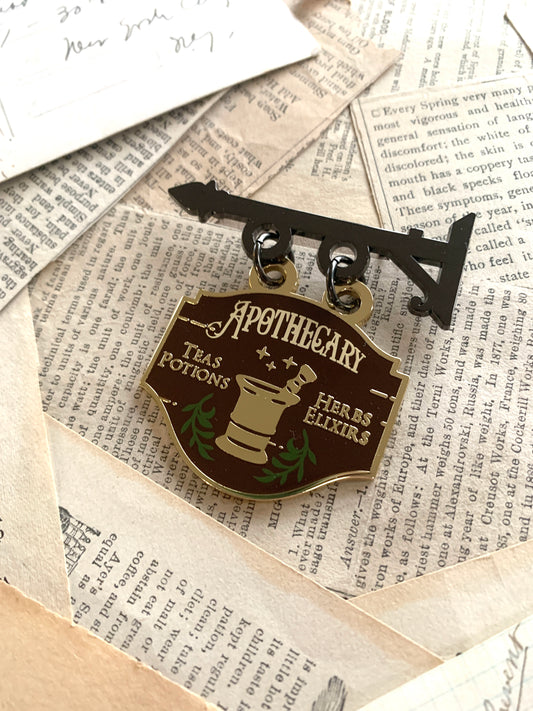 Apothecary shop sign enamel pin