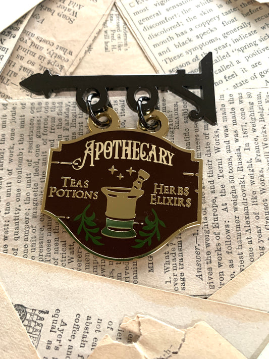 Apothecary shop sign enamel pin