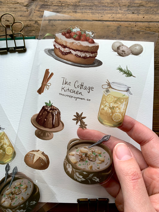 Cottage kitchen clear sticker sheet