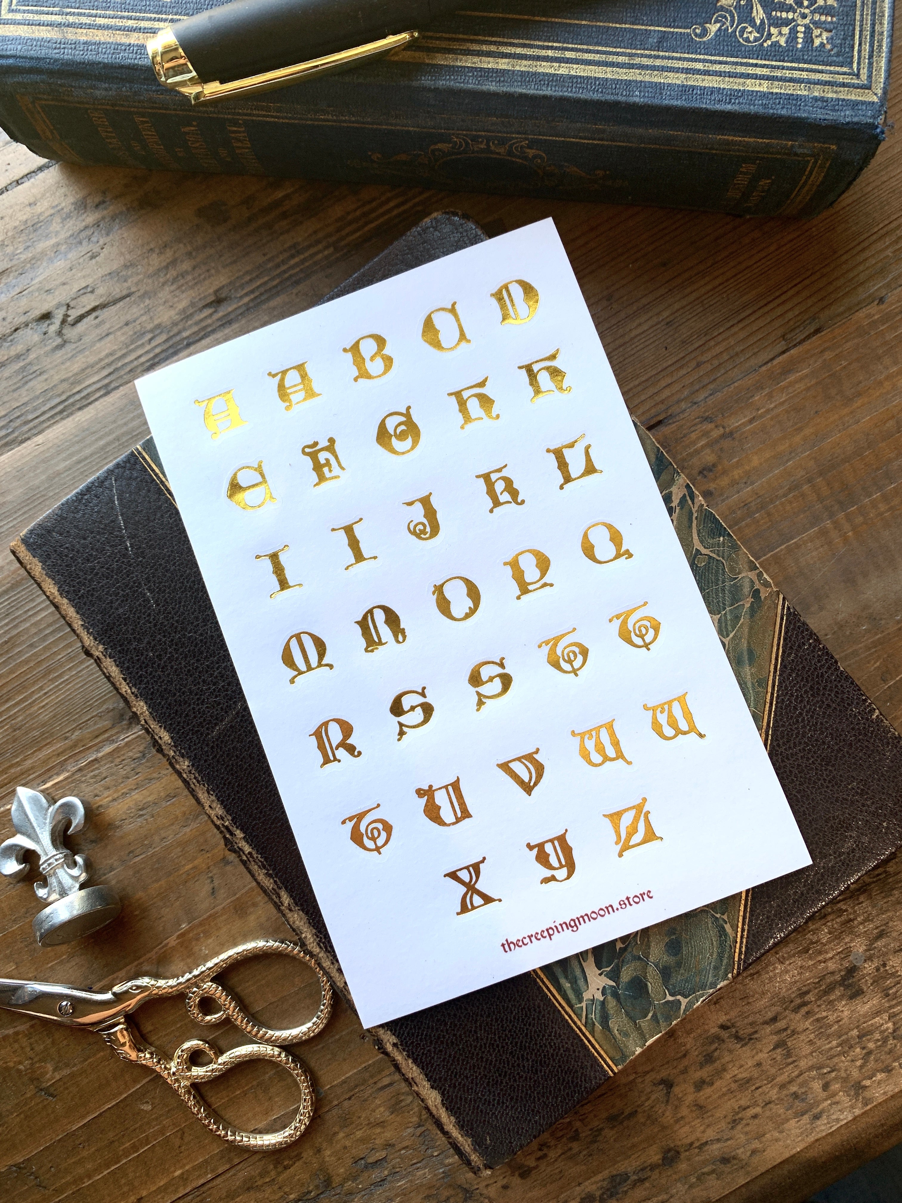 OLD ENGLISH LETTERS STICKERS (GOLD)