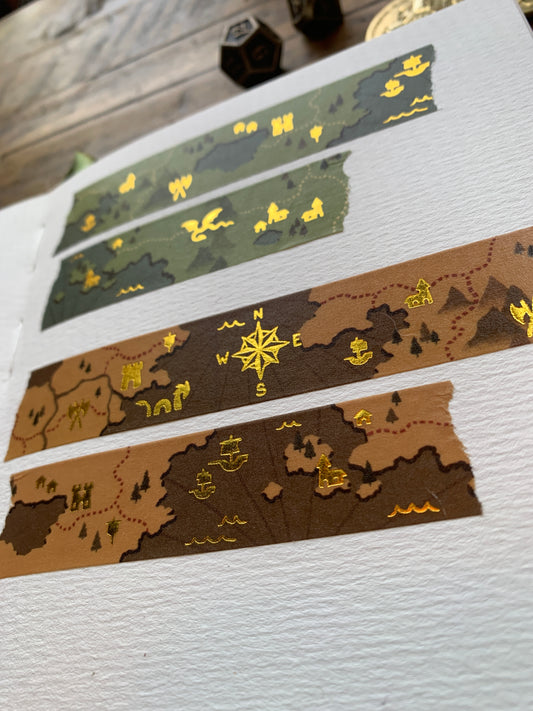 Fantasy maps 20mm gold foil washi tape
