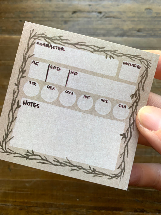Stat block sticky note for Dnd, Pathfinder