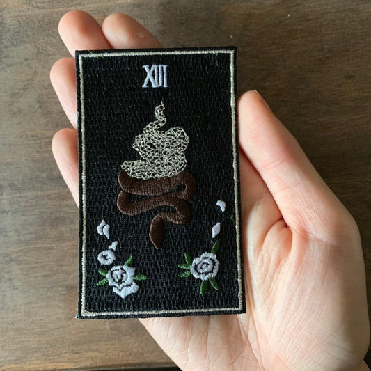 Death tarot embroidered iron-on patch