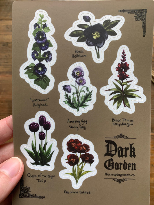 Dark garden vinyl sticker sheet