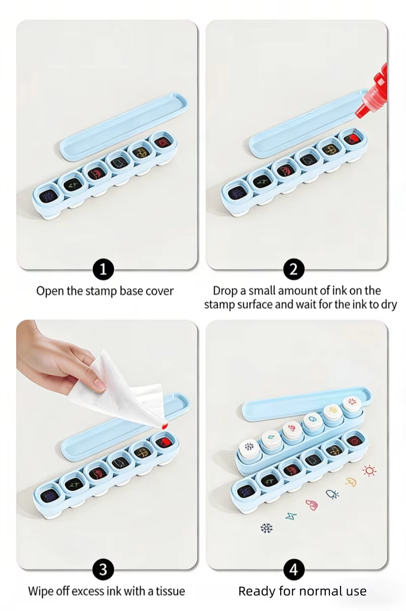 Tabletop dice self-inking stamp set
