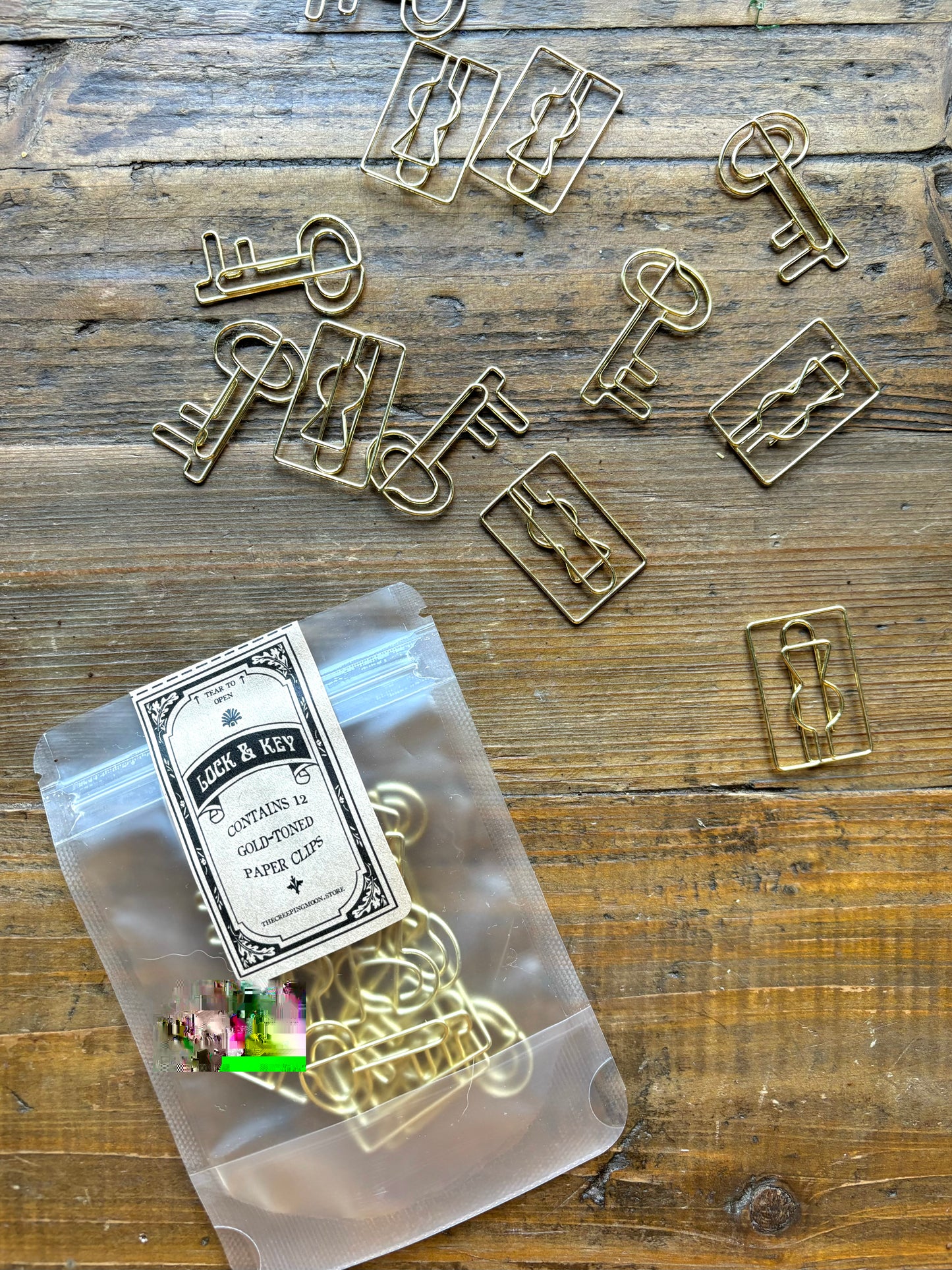 Lock and key paper clip set