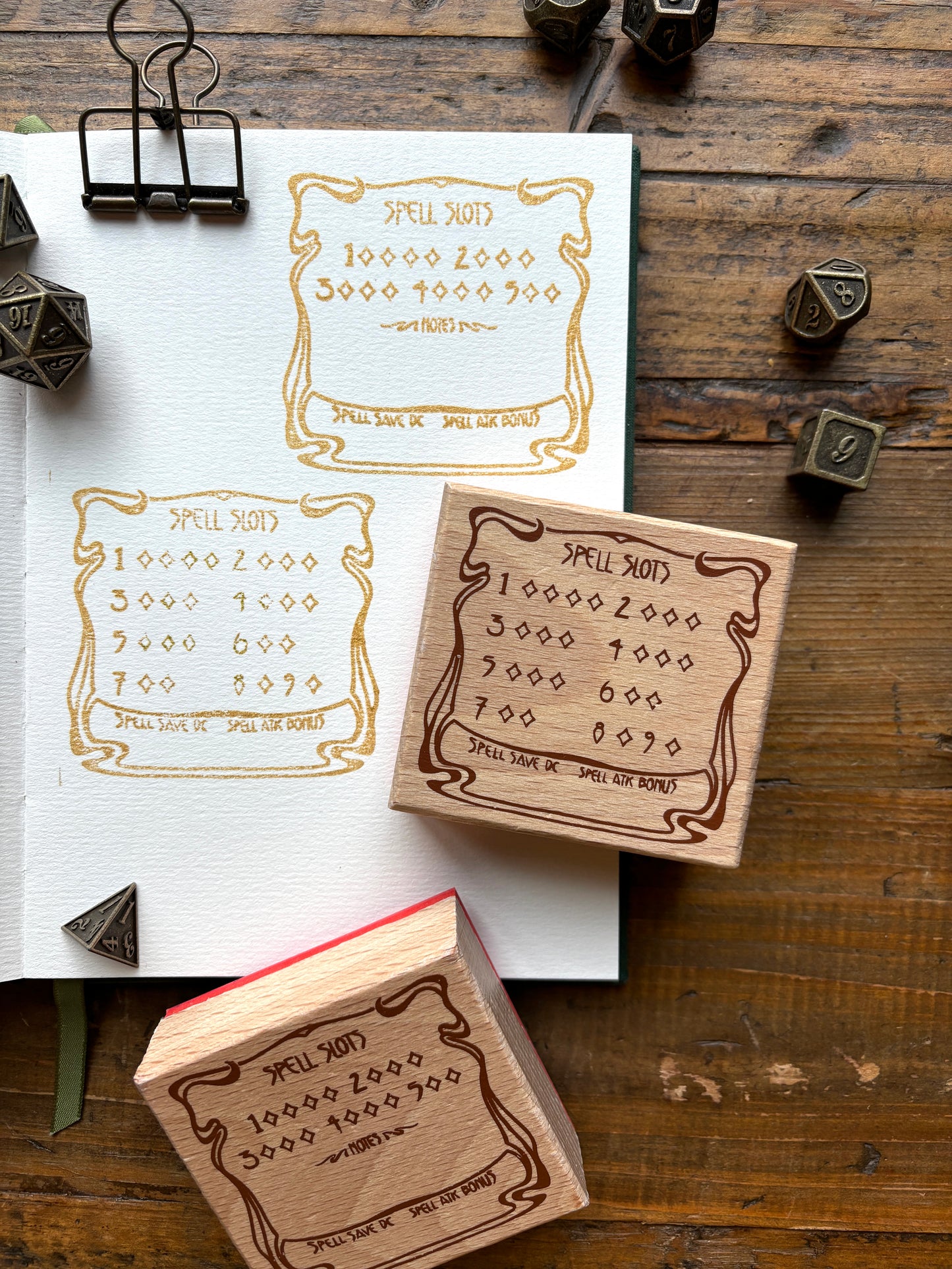 Spell slot rubber stamp