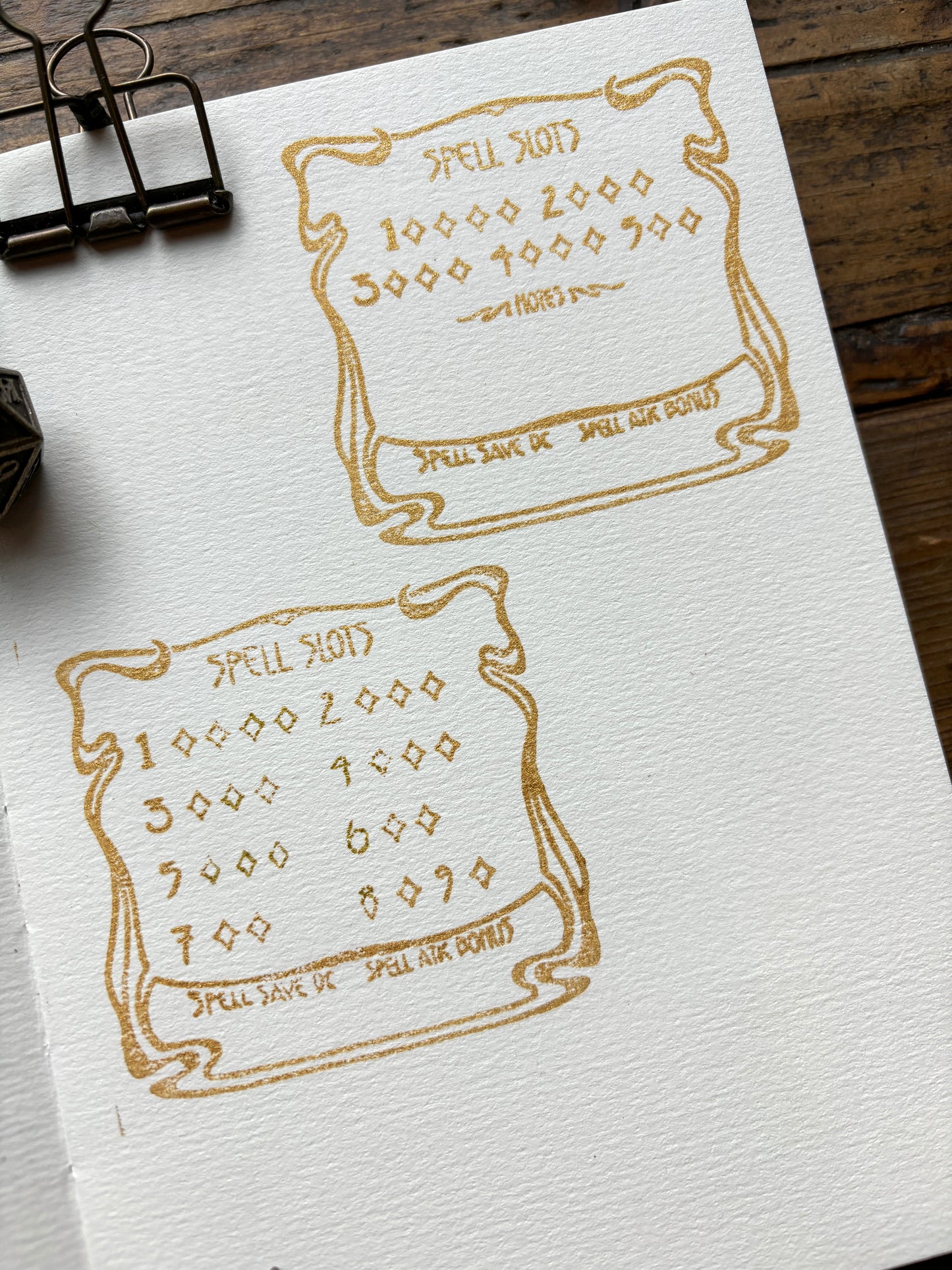 Spell slot rubber stamp