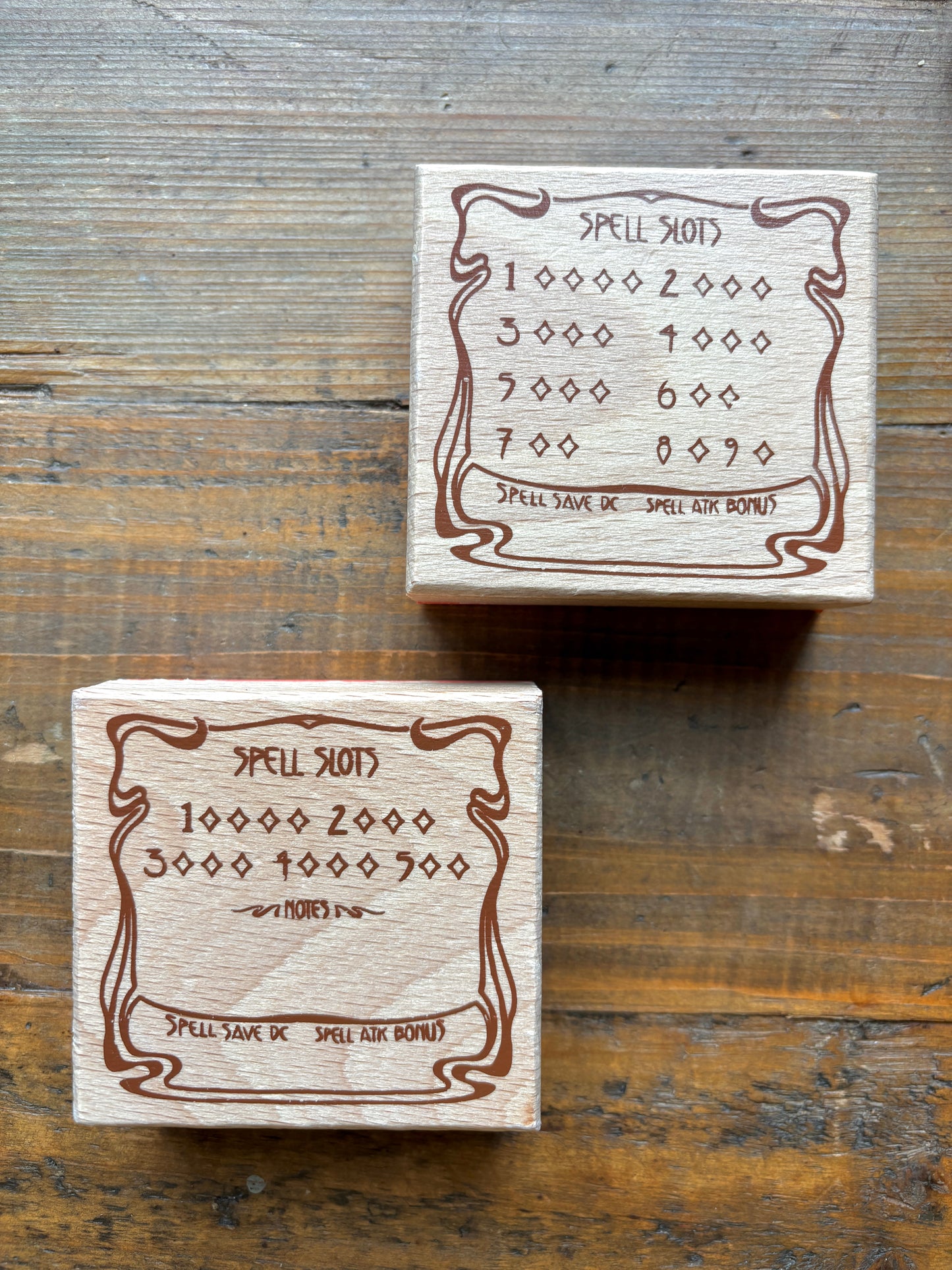 Spell slot rubber stamp