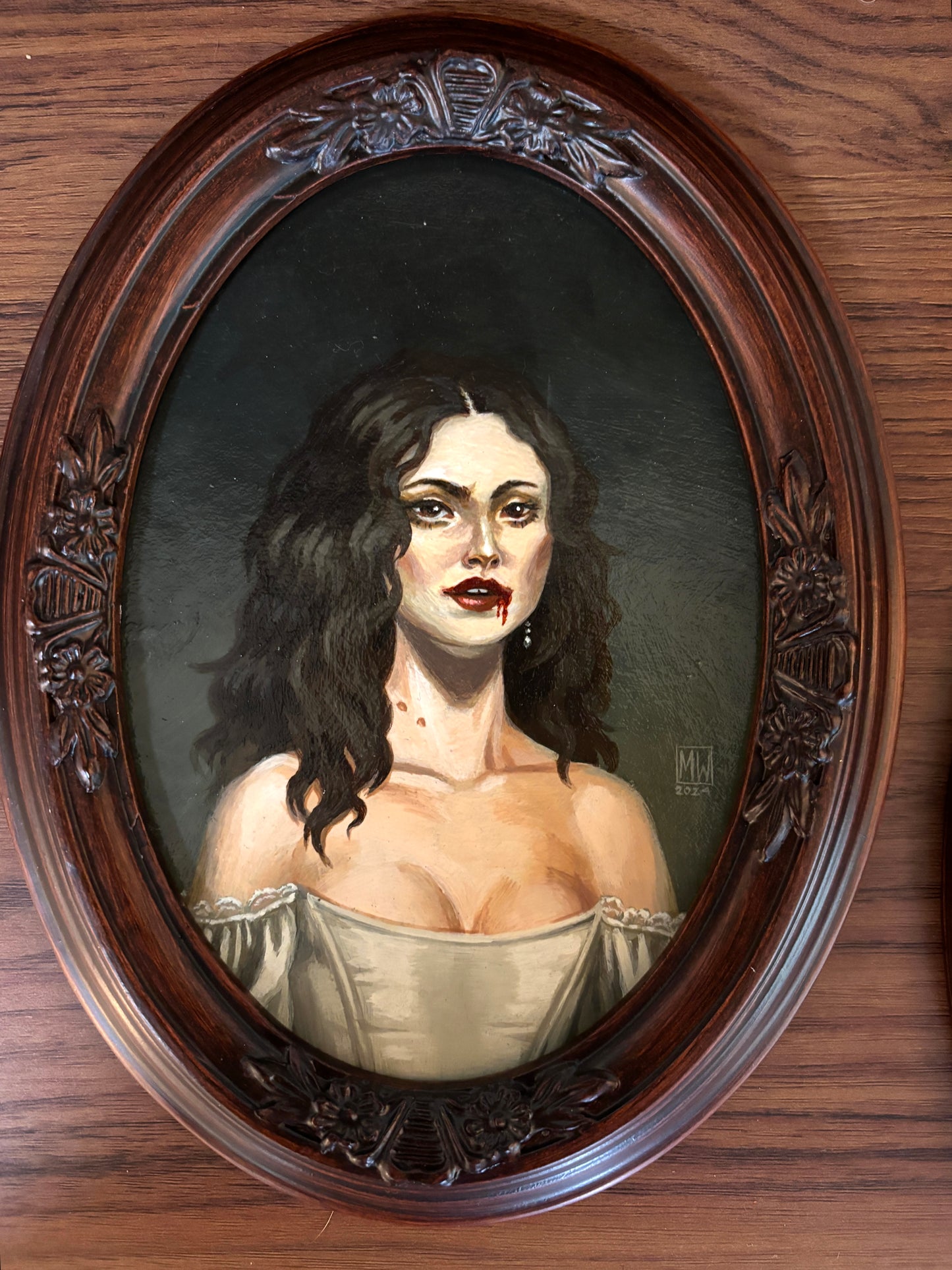 The Vampire and the Hunter - two original paintings