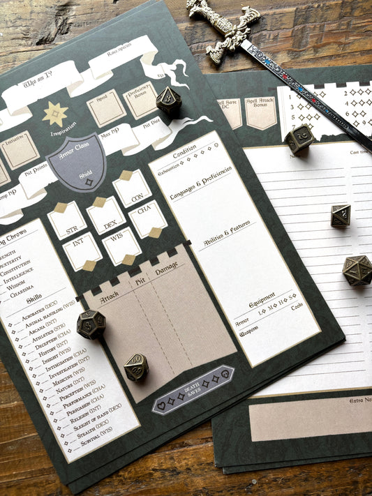 DnD 5e character sheet set