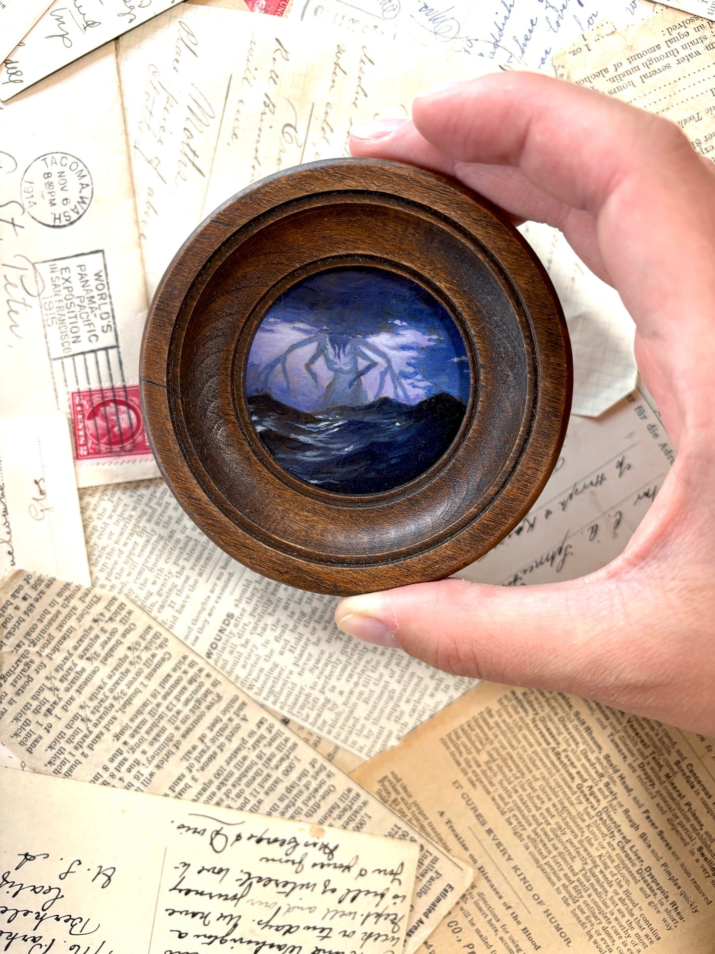 Mini eldritch horror purple - original painting