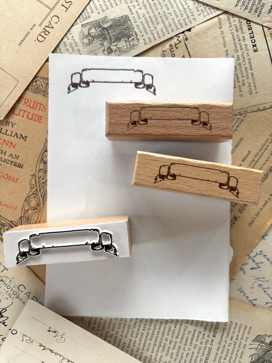 Scroll banner rubber stamp