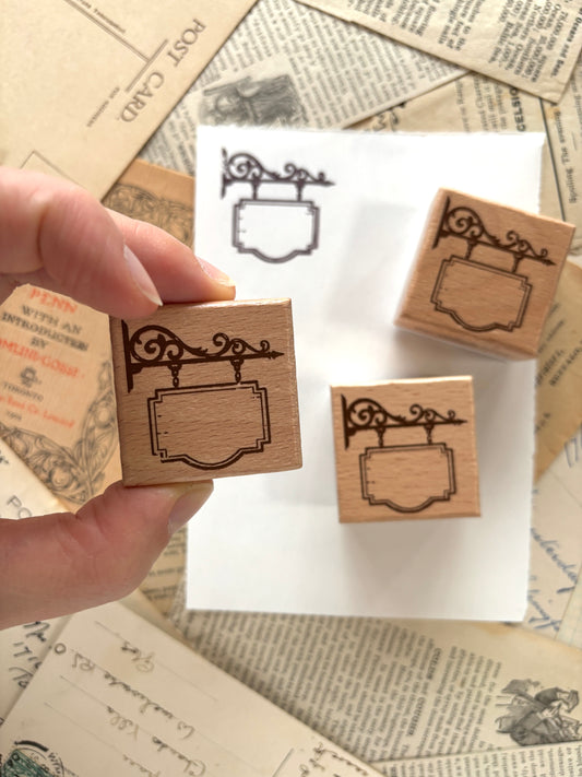 Hanging shop sign rubber stamp