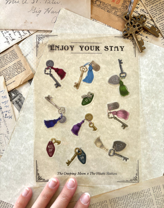 Enjoy your stay - The Washi Station PET clear hotel key stickers
