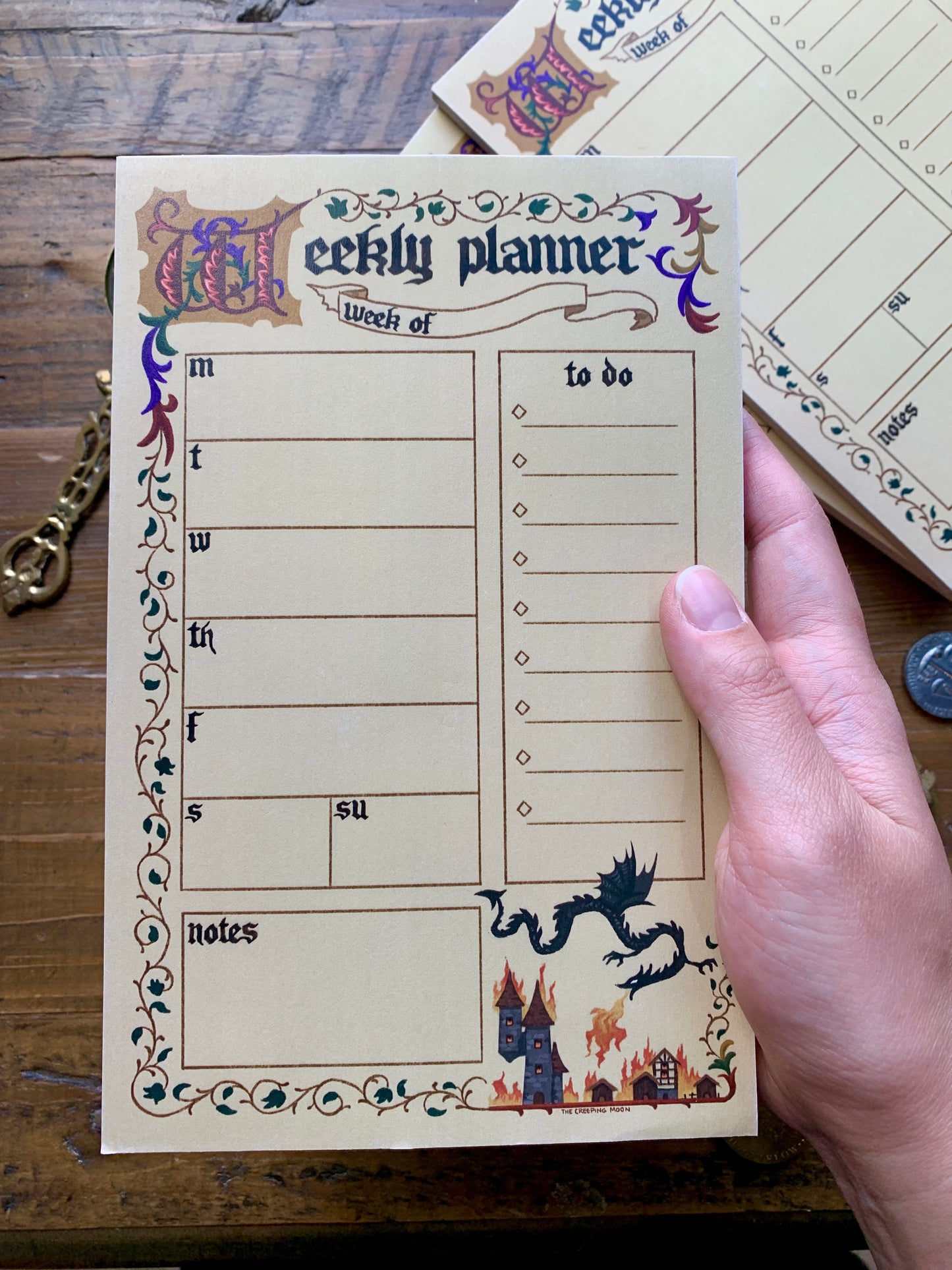 Medieval weekly planner notepad (5.5 x 8.5)
