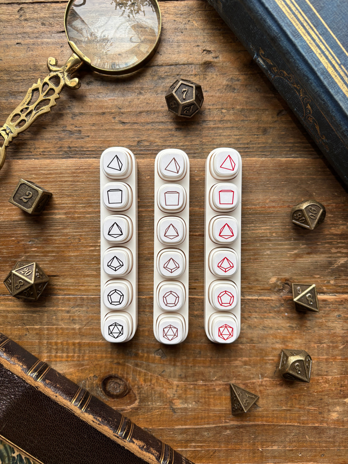 Tabletop dice self-inking stamp set