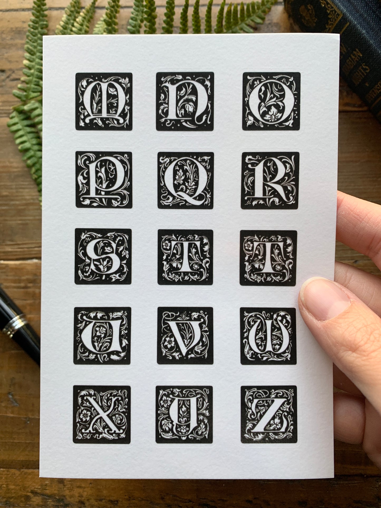 Large illuminated letters sticker sheet set - Black