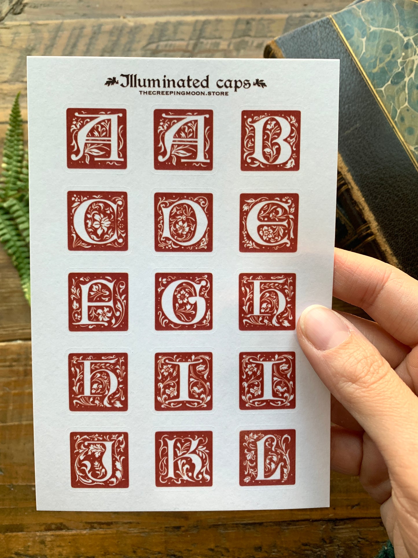 Large illuminated letters sticker sheet set - Red