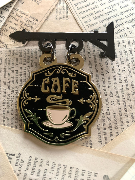 Cafe shop sign enamel pin