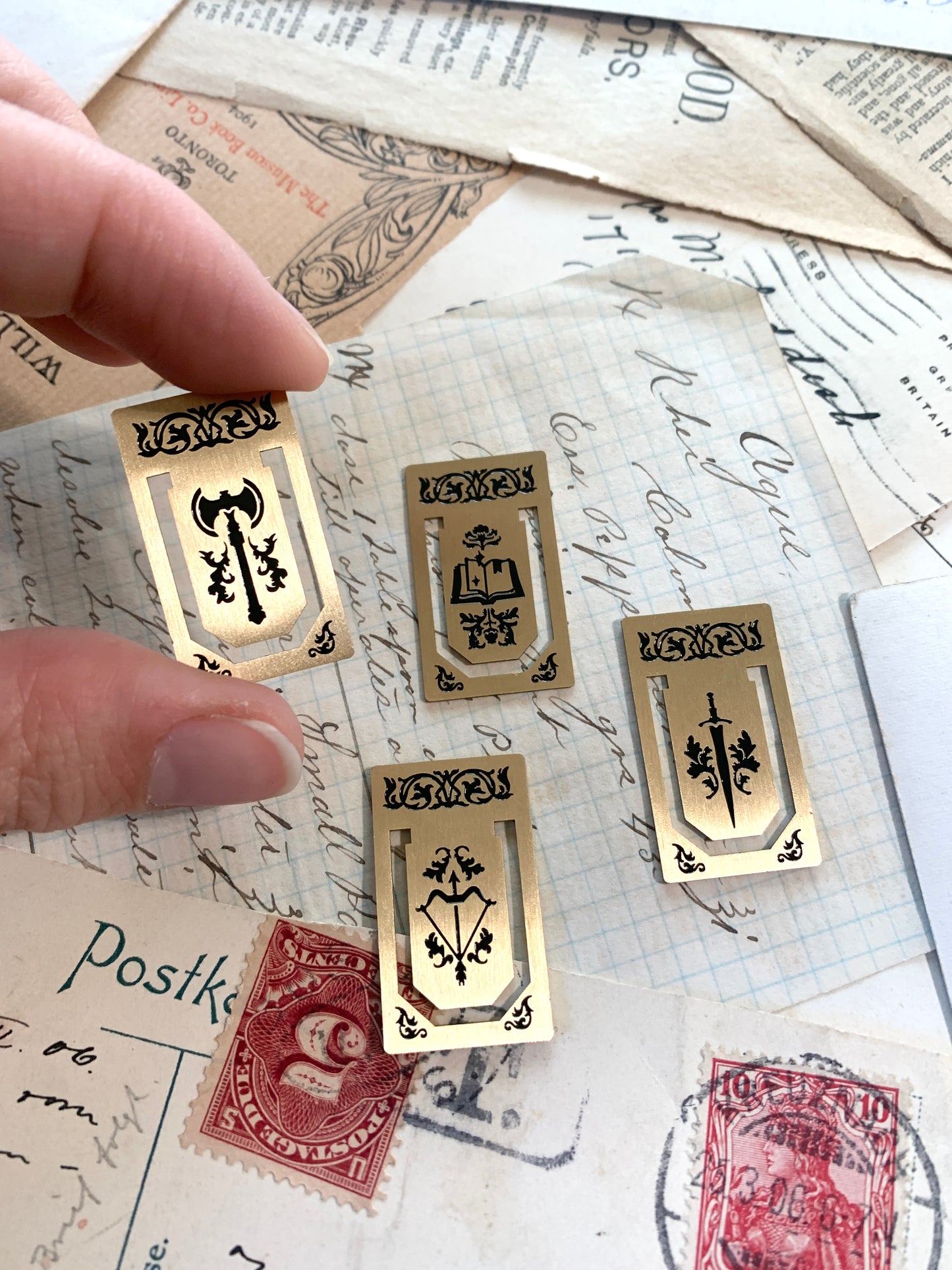 Set of 4 brass page markers