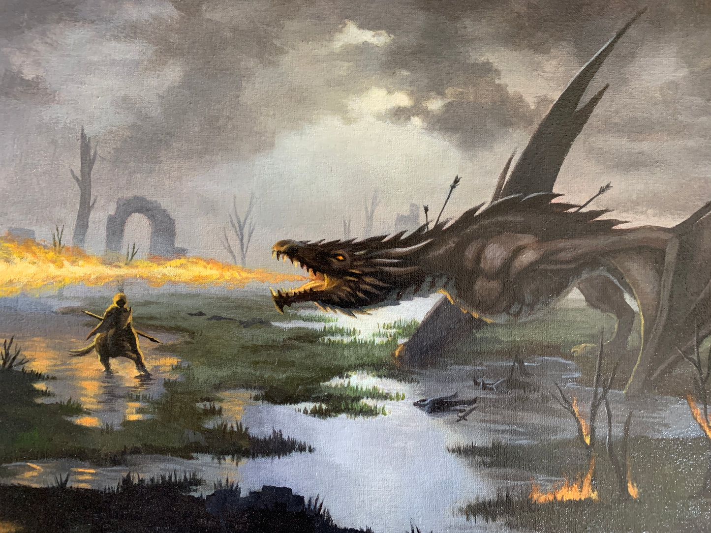 Original painting - The Dragon-Burnt Lake