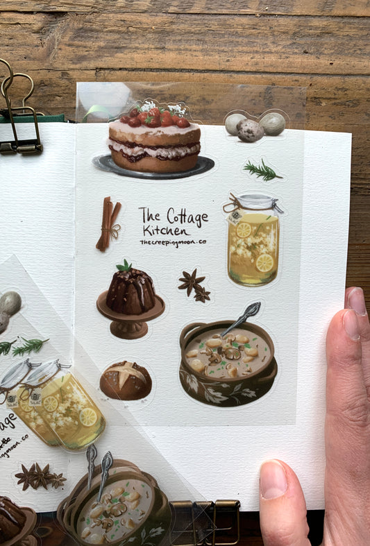 Cottage kitchen clear sticker sheet