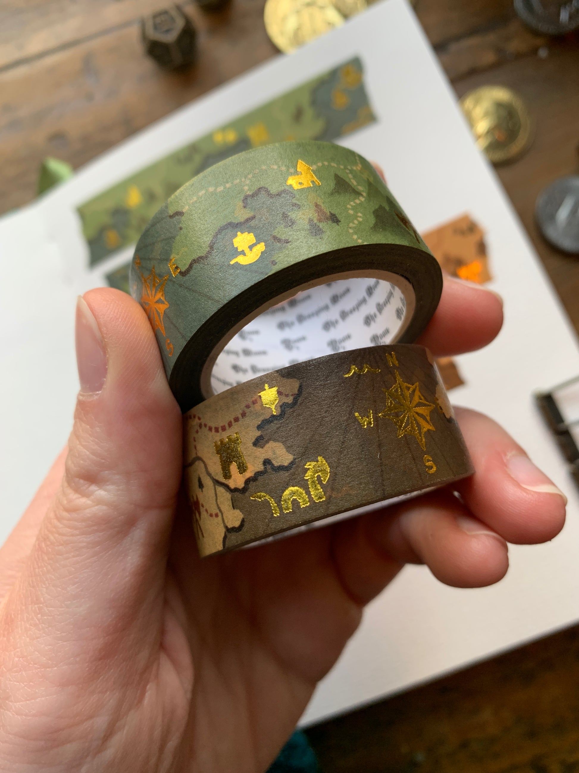 Fantasy maps 20mm gold foil washi tape – The Creeping Moon