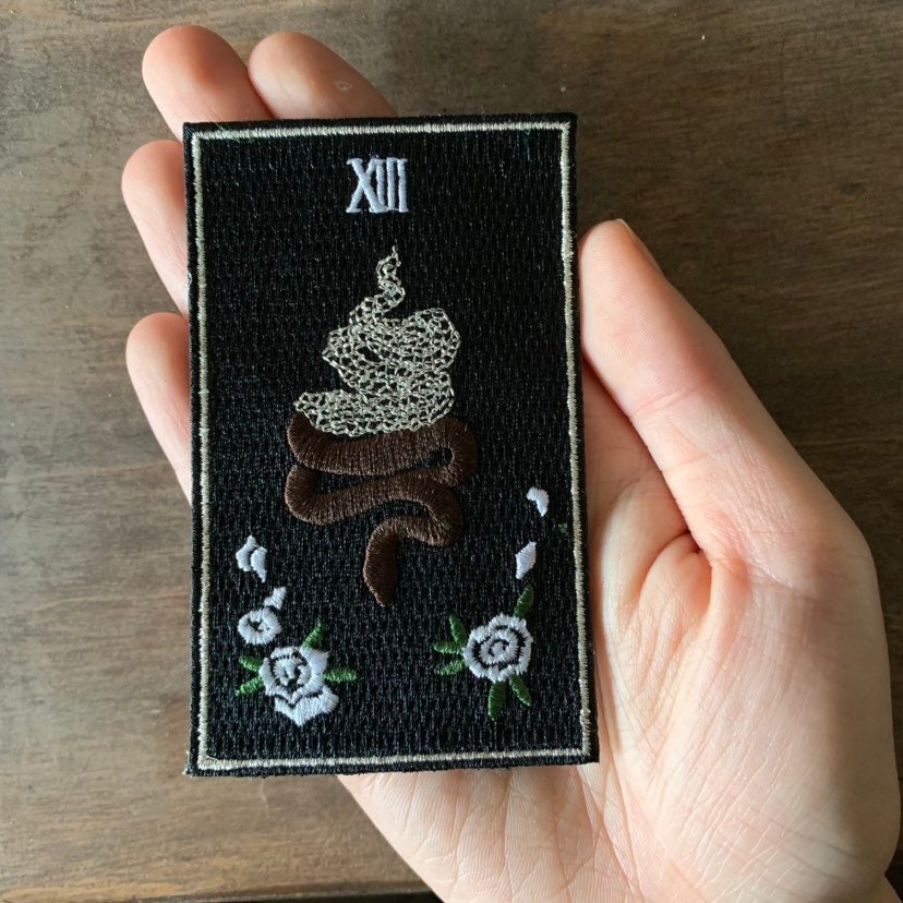 Death tarot embroidered iron-on patch